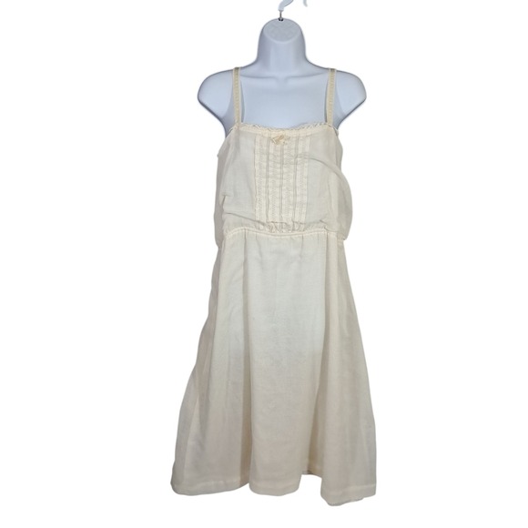 VTG 70s Contempo Casuals Dress Size Large Ivory Cottage Sheer Lightweight Lace - Picture 1 of 10